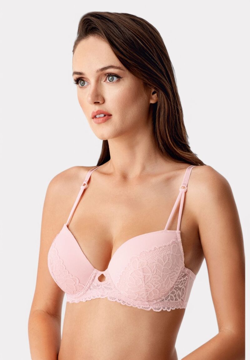 New Bra Push-Up Σουτιέν με Δαντέλα – B Cup Ροζ
