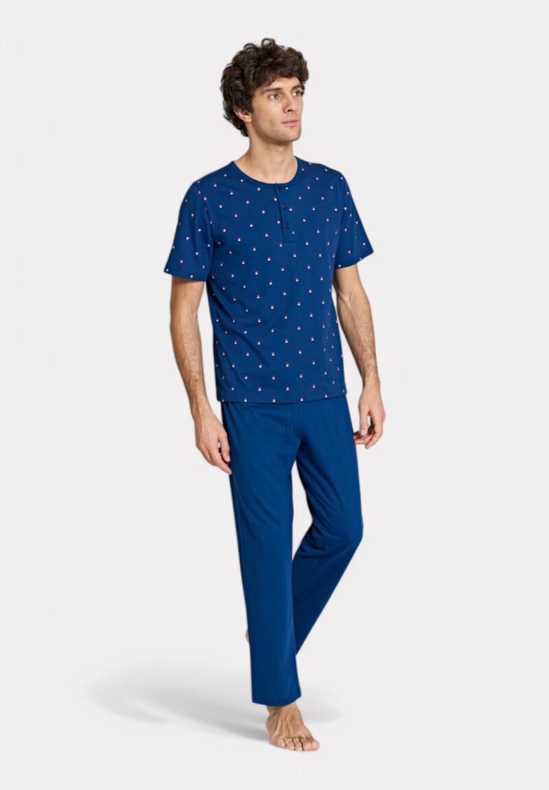 Ανδρική Πιτζάμα Μπλέ με Print Pijadore