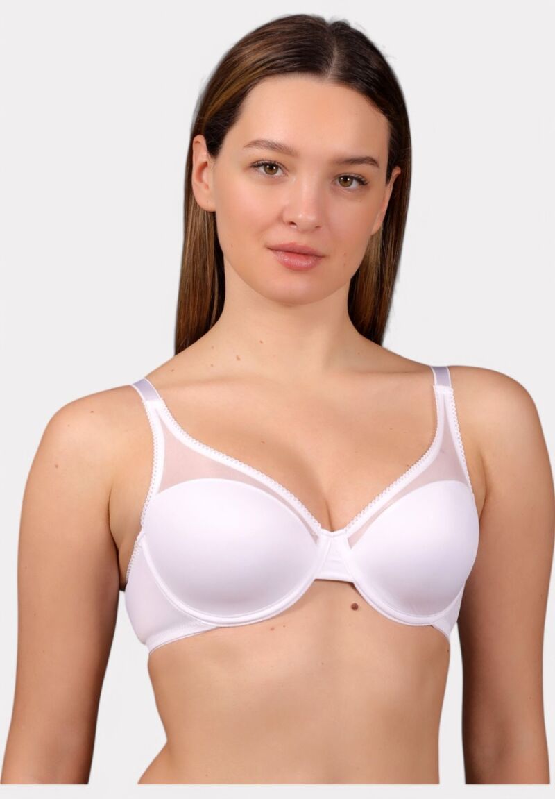 New Bra Λευκό σουτιέν C cup με διαφανές ύφασμα και μπανέλα