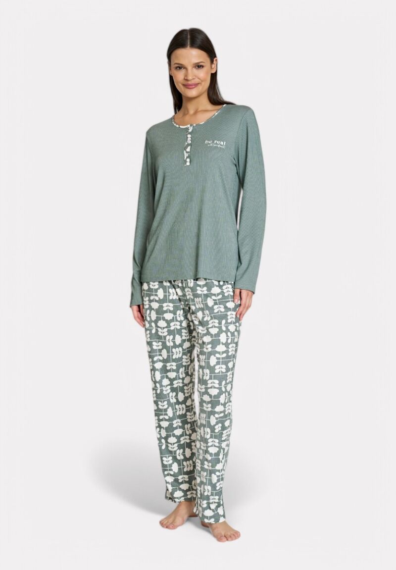 Pijadore Πιτζάμα Μακρυμάνικη με Πράσινο Μοτίβο