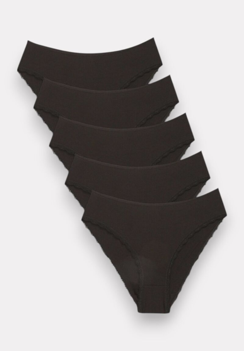 Slip Ψηλόμεσο  2/4 με δαντέλα στο πλάι Pamela Black Sexen 5 Τεμ.