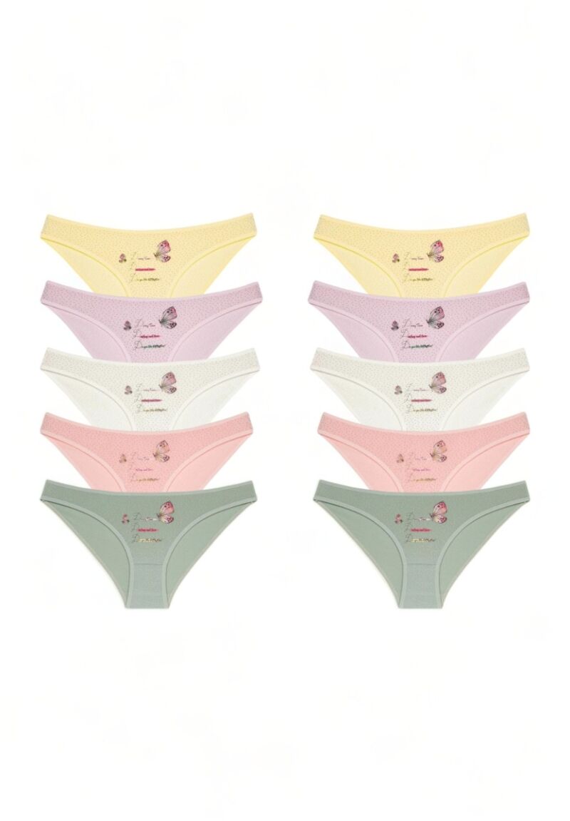 Σλιπ γυναικεία βαμβακερά Donella Love Butterfly σε οικονομική συσκευασία 10 τεμαχίων