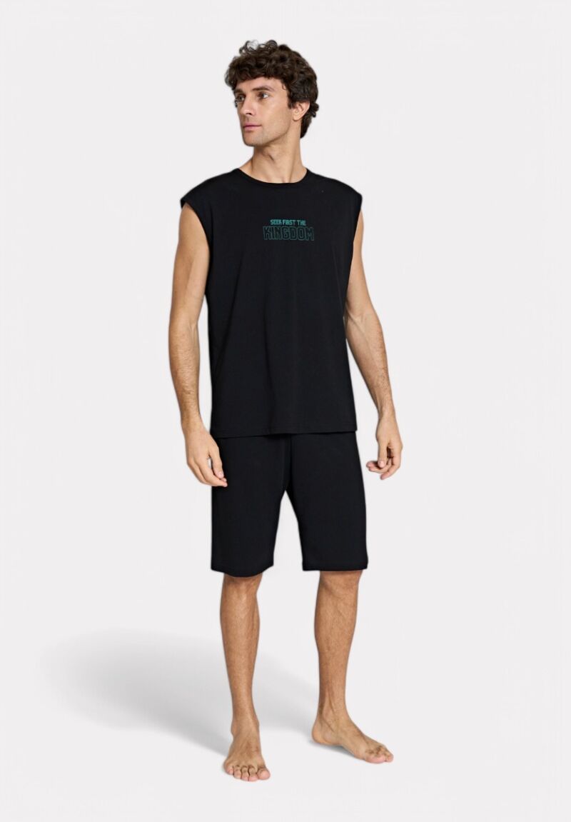 Ανδρική Πιτζάμα Kingdom Pijadore Μαύρη– 100% Βαμβάκι