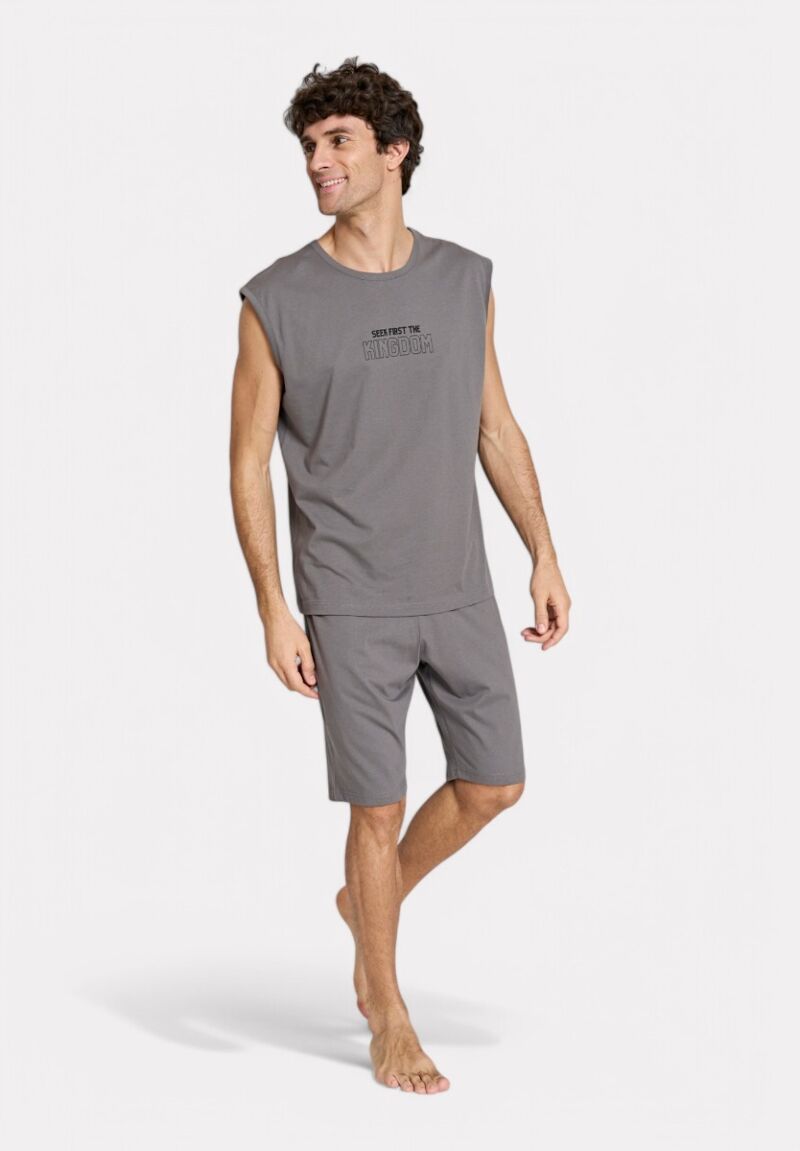 Ανδρική Πιτζάμα Kingdom Pijadore Γκρι – 100% Βαμβάκι