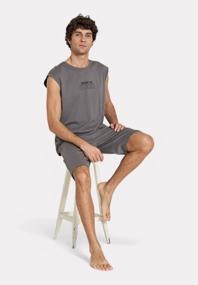 Ανδρική Πιτζάμα Kingdom Pijadore Γκρι – 100% Βαμβάκι