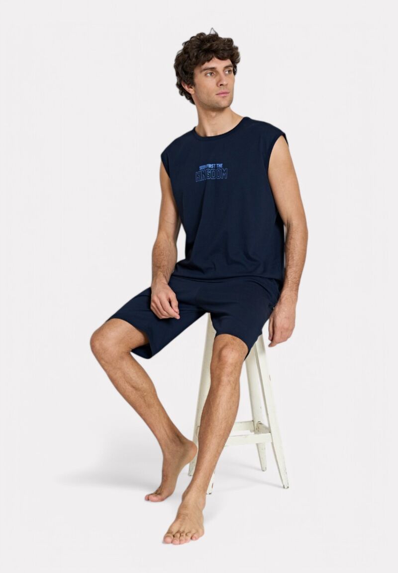 Ανδρική Πιτζάμα Kingdom Pijadore Μπλέ– 100% Βαμβάκι