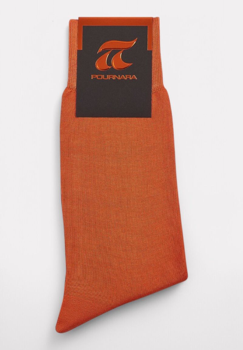 Κάλτσα ανδρική βαμβακερή Pournara χωρίς ραφές Πορτοκαλί