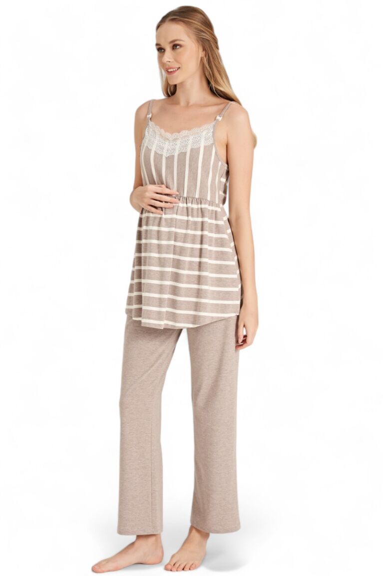 Πιτζάμα εγκυμοσύνης με ρόμπα Fayza ριγέ