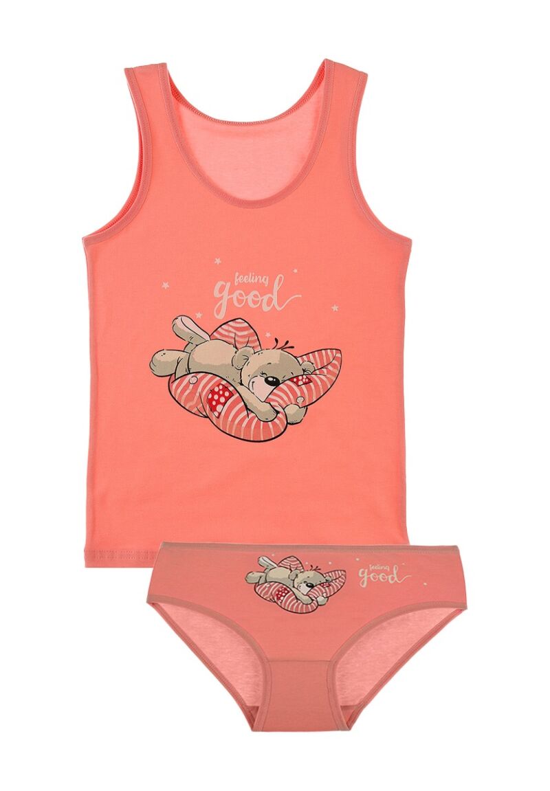 Σετ φανελάκι σλιπάκι παιδικό  Bear Σομόν