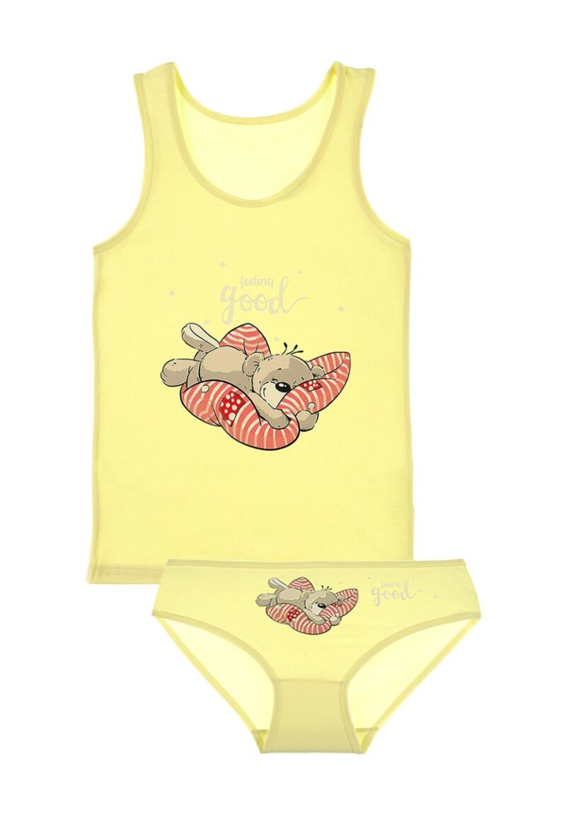 Σετ φανελάκι σλιπάκι παιδικό  Bear Κίτρινο