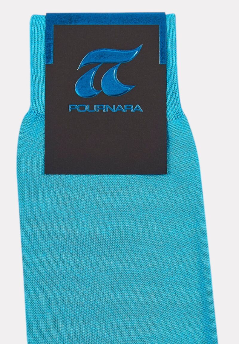 Κάλτσα ανδρική βαμβακερή Pournara χωρίς ραφές Τυρκουάζ