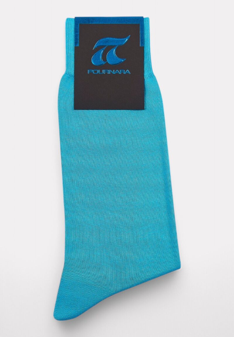 Κάλτσα ανδρική βαμβακερή Pournara χωρίς ραφές Τυρκουάζ