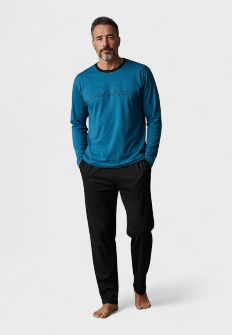 Ανδρική Βαμβακερή Πιτζάμα Interlock Collection Nightfall Blue