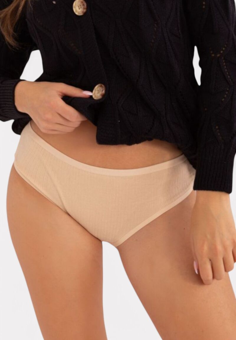 Σλιπ μπεζ Rib σχέδιο από την εταιρεία Berrak - Πακέτο 3 Τεμαχίων