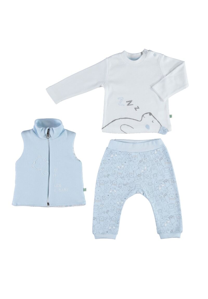 Σετ Βρεφικό παντελόνι - γιλέκο - μπλούζα Sleepy Bear 