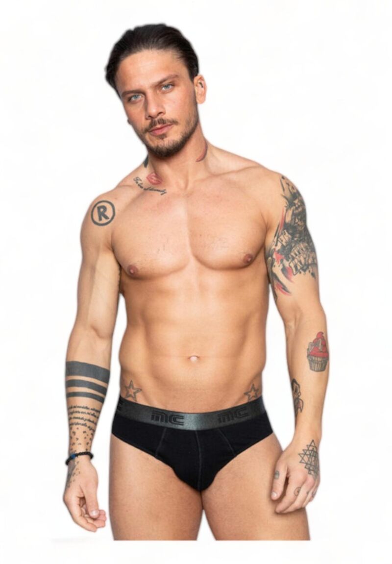 Σλιπ Ανδρικό με Χρωματιστό Λάστιχο Nina Club μαυρο-ασημί