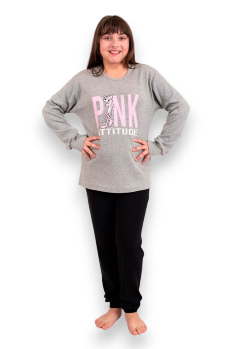 Πιτζάμα εφηβική Nina Club Pink Attitude Grey