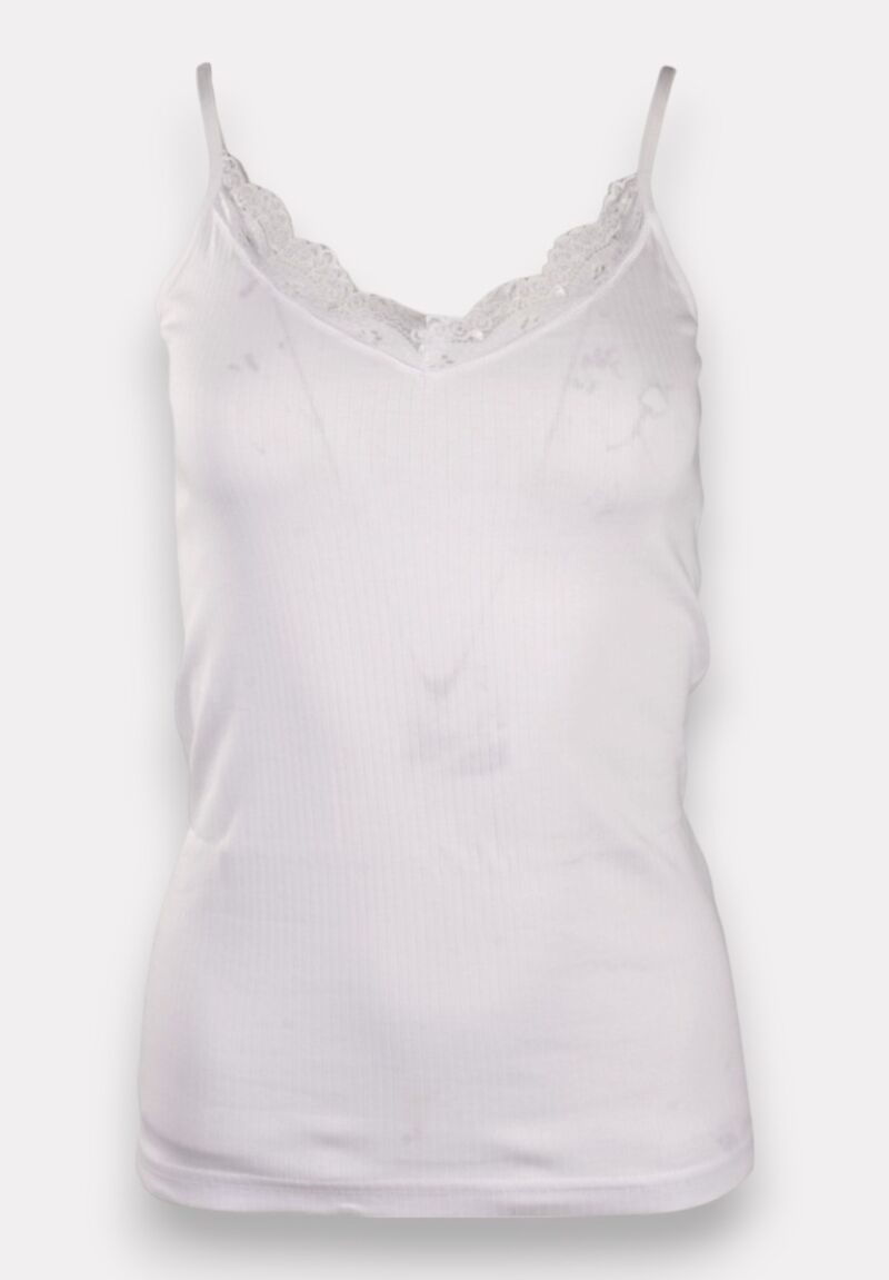 Φανελάκι γυναικείο βαμβακερό Soft Rib με δαντέλα Kota White