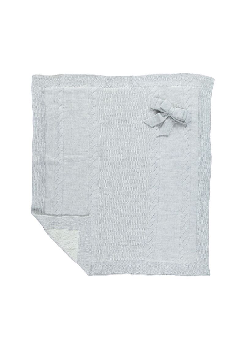 Κουβέρτα βρεφική πλεκτή με προβατάκι εσωτερικό Γκρι