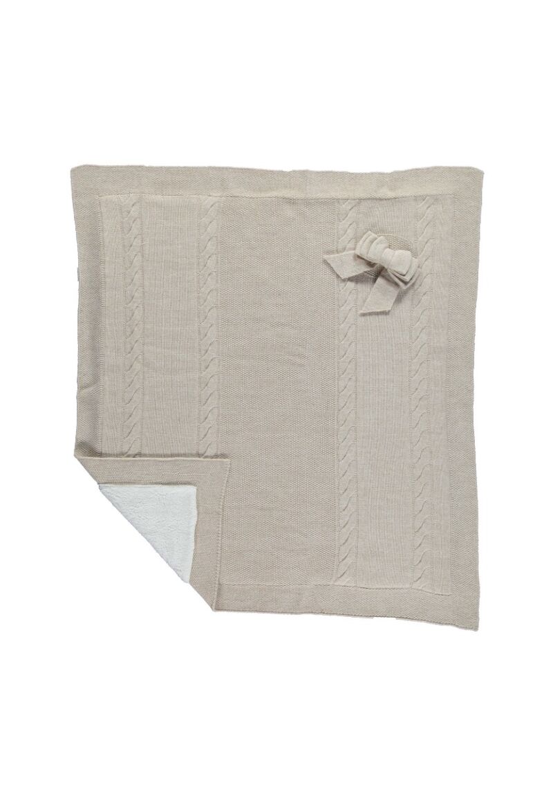 Κουβέρτα βρεφική πλεκτή με προβατάκι εσωτερικό Μπεζ