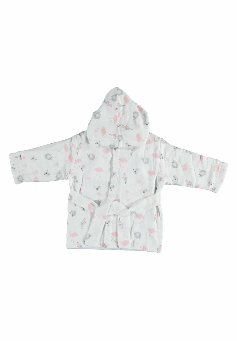 Μπουρνούζι μουσελίνα με πετσετέ επένδυση Rainy Friends Pink