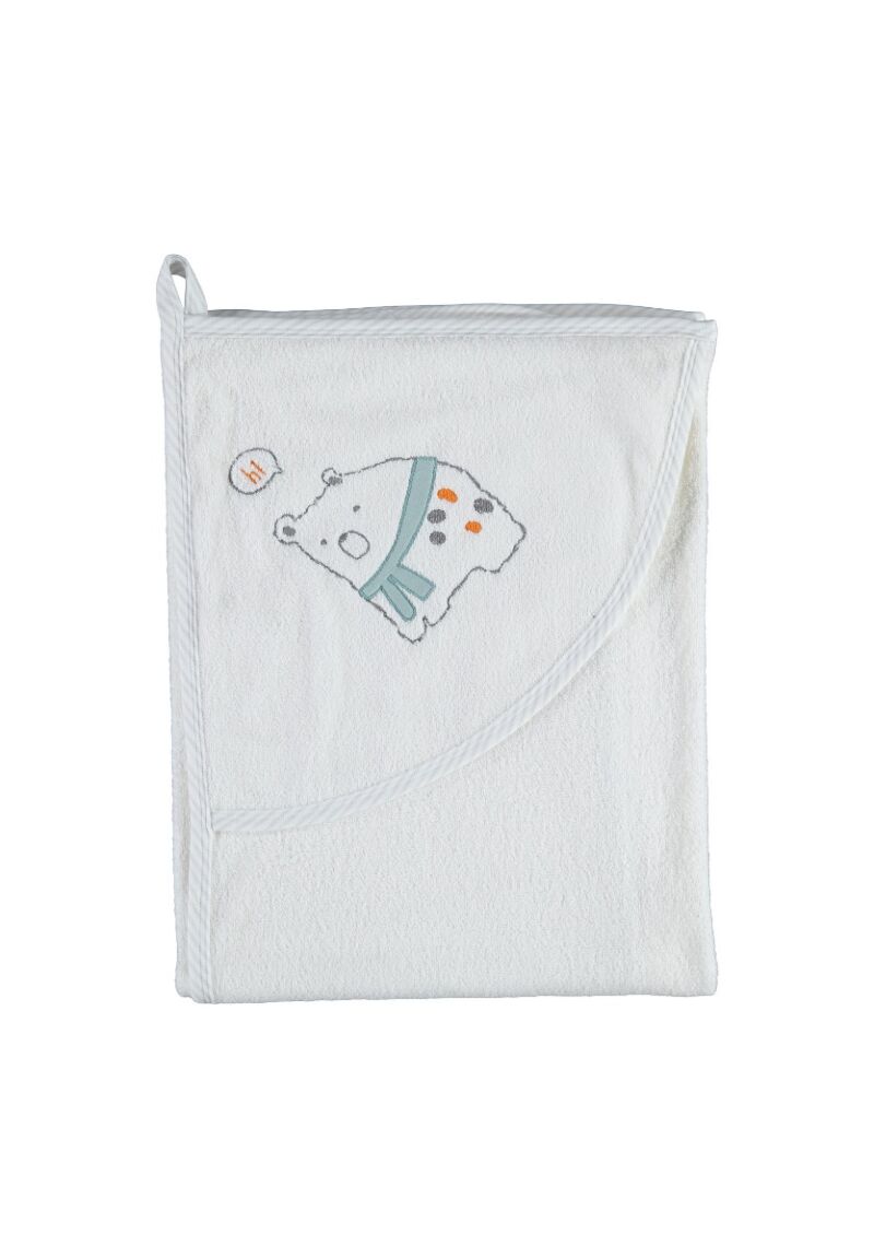 Πετσετούλα Βρεφική Με Κουκούλα Biorganic  Happy Bear 