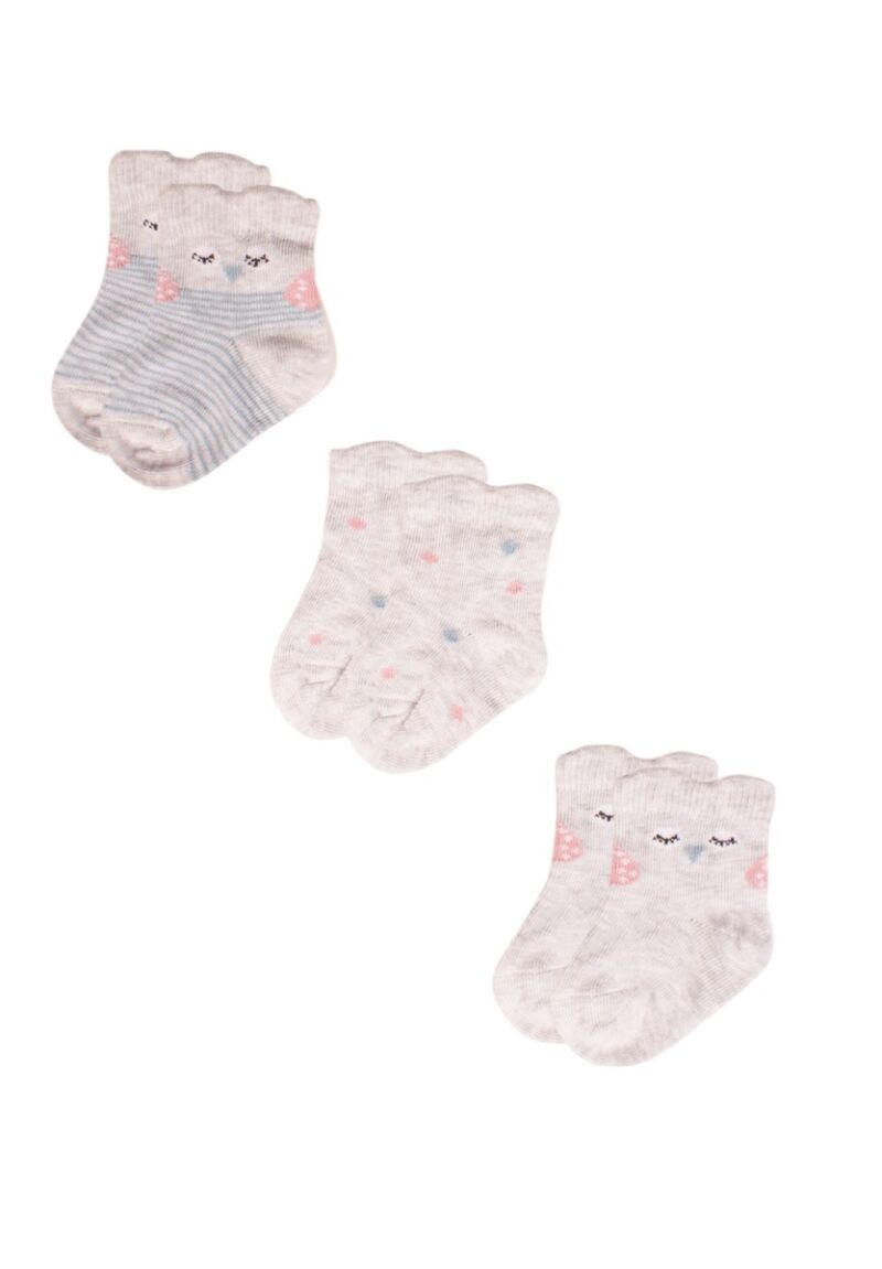 Καλτσάκια bebe Grey Owls 3 τεμ. 