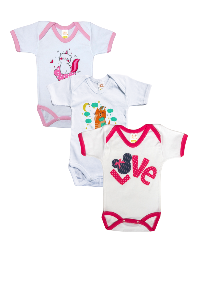 Κορμάκια βαμβακερά με κοντό μανίκι Fairy Tail Nina Club 3 τεμάχια