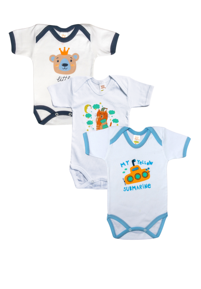 Κορμάκια κοντό μανίκι Little King Nina Club βαμβακερά 3 τεμάχια