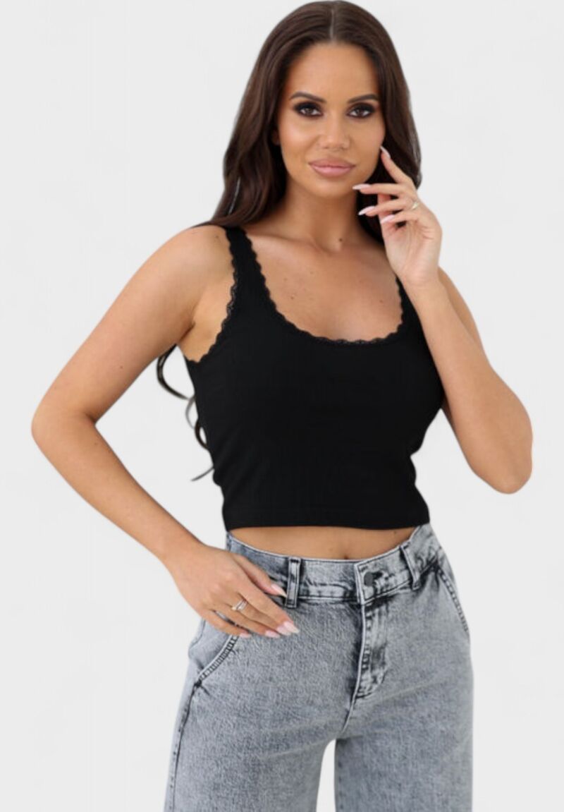 Φανελάκι γυναικείο Crop top βαμβακερό με φαρδιά τιράντα Berraκ