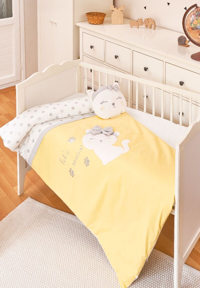 Σετ σεντονια με παπλωματοθήκη και μαξιλαράκι Cute Cat 4 Τεμ.