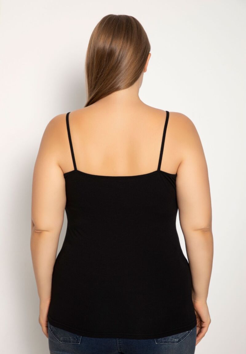 Φανελάκι γυναικείο Plus Size Siyah Inci με λεπτή τιράντα Lace