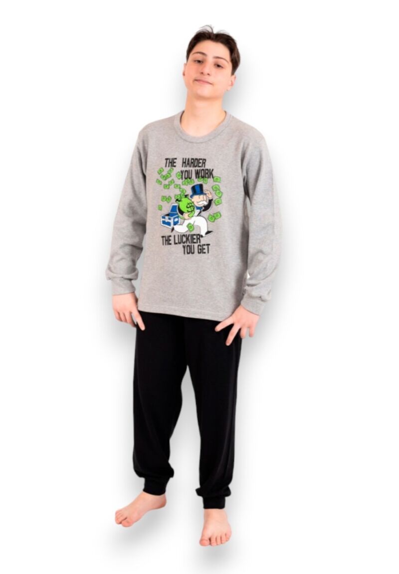 Πιτζάμα παιδική - εφηβική Nina Club Hard Work Grey