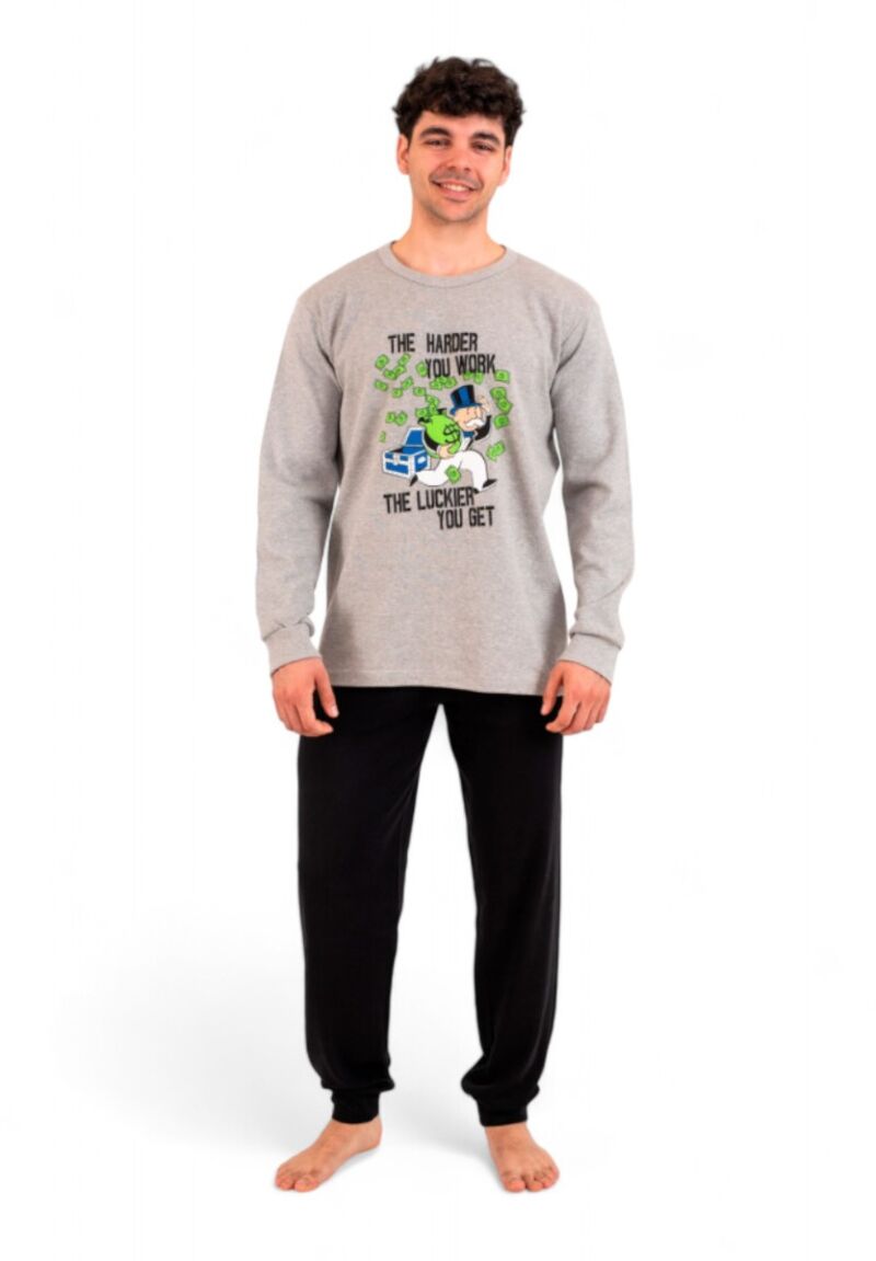 Πιτζάμα ανδρική βαμβακερή Nina Club Hard Work Grey