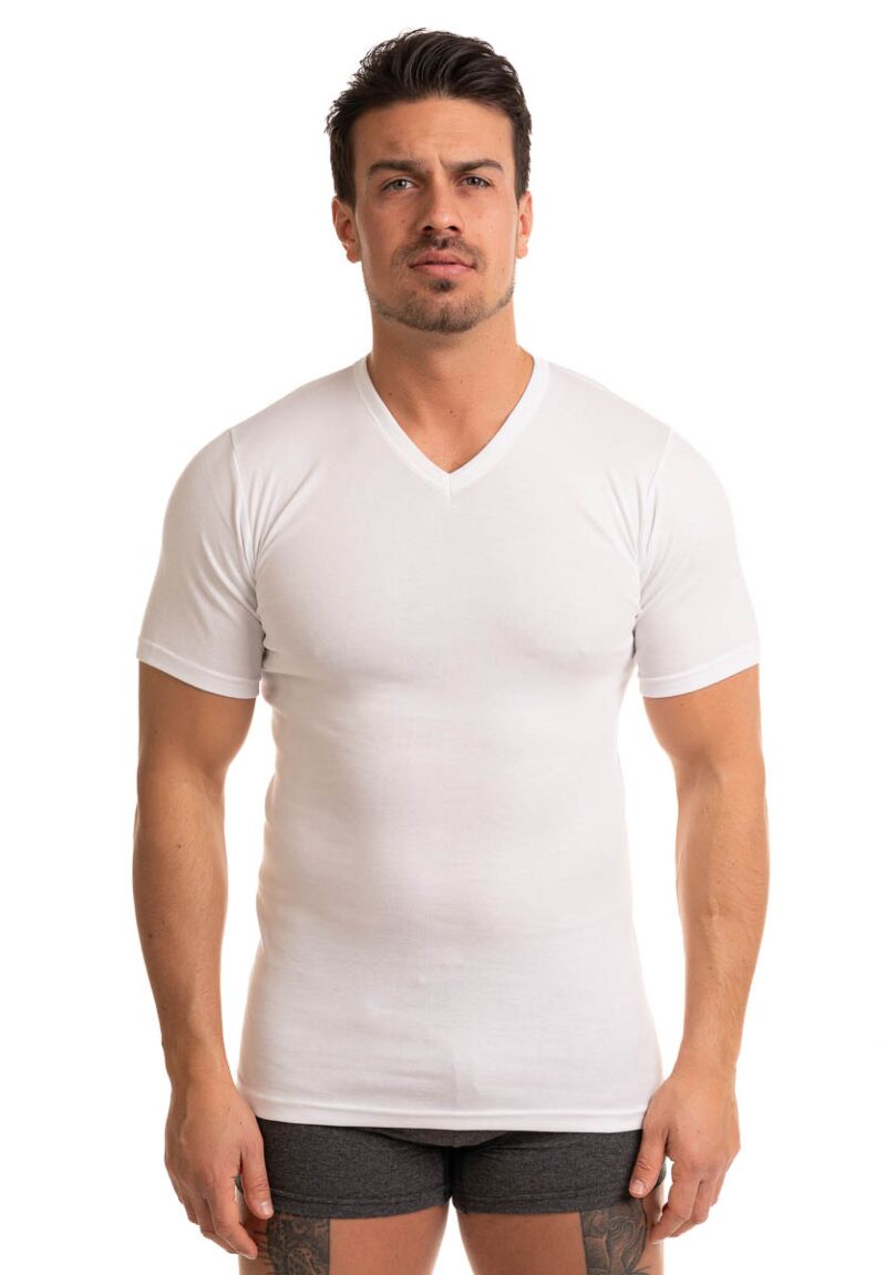 Φανελάκι ανδρικό βαμβακερό Giorgio με V λαιμόκοψη λευκό