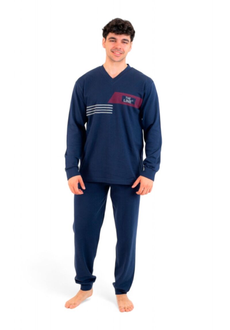 Πιτζάμα ανδρική βαμβακερή Nina Club The Line Blue