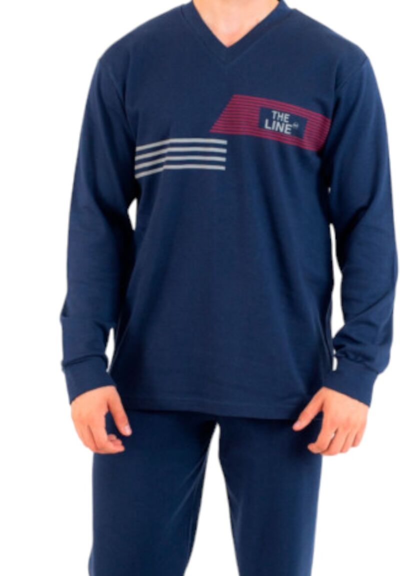 Πιτζάμα ανδρική βαμβακερή Nina Club The Line Blue