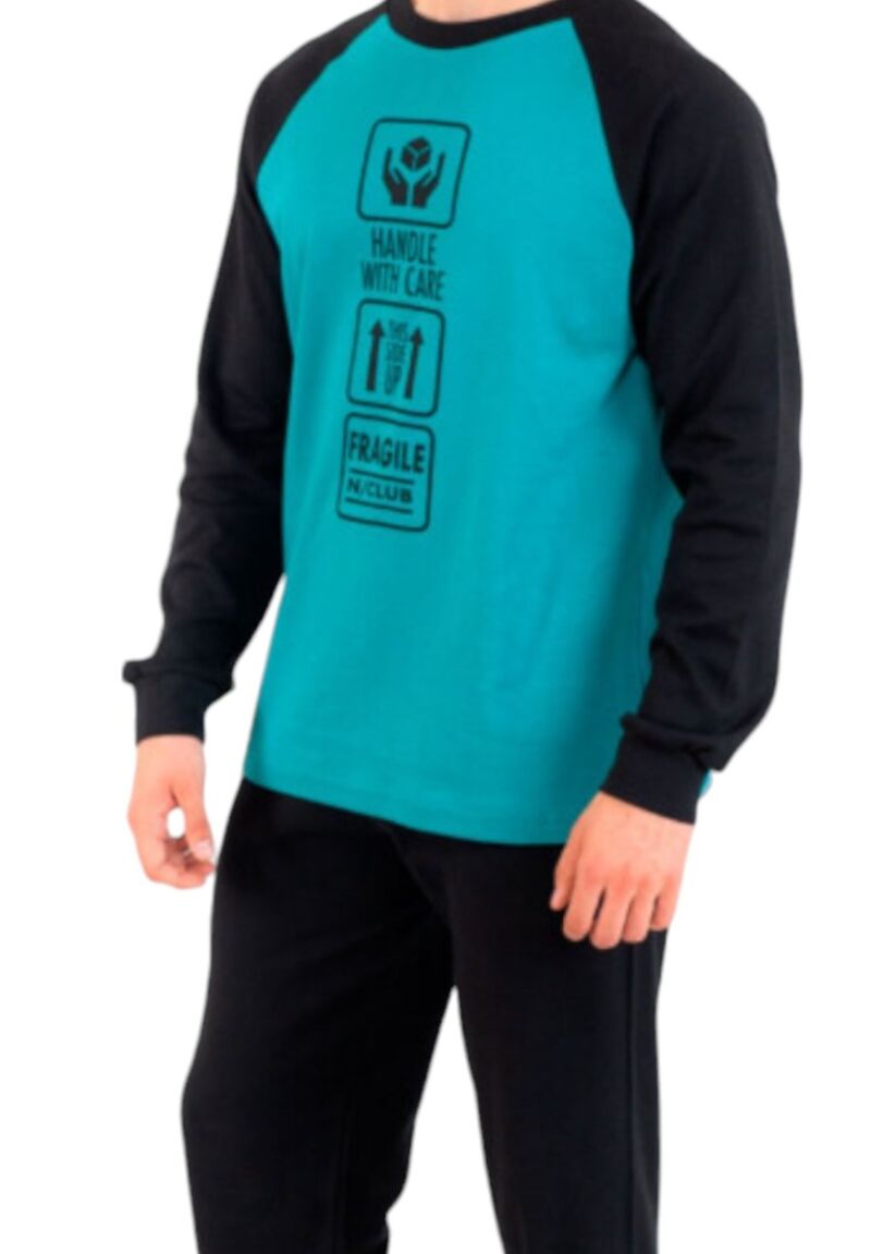 Πιτζάμα ανδρική βαμβακερή Nina Club Care Petrol Blue