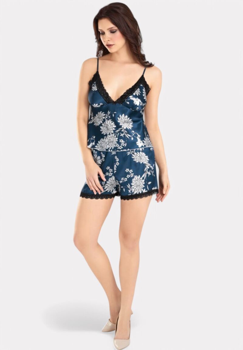 Babydoll Satin Moongirl Blue Elegant Floral