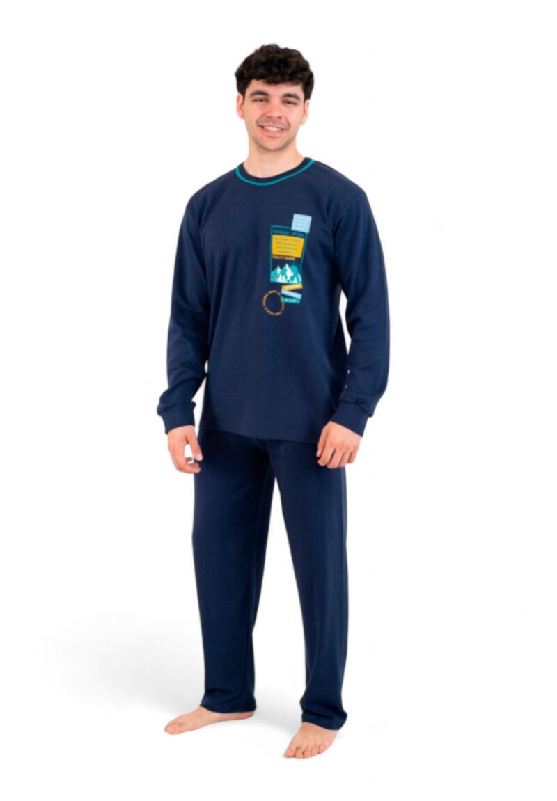 Πιτζάμα ανδρική βαμβακερή Nina Club Mountain Blue
