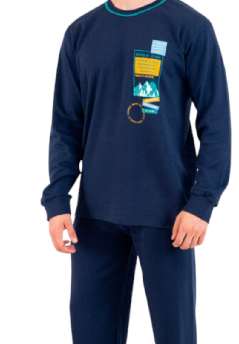 Πιτζάμα ανδρική βαμβακερή Nina Club Mountain Blue