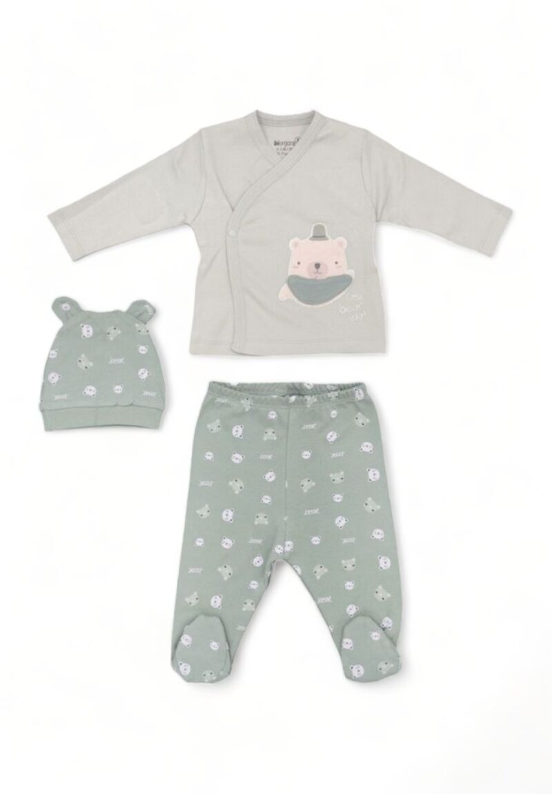 Σετ Πιτζαμα Βρεφικη Με Σκουφακι Biorganic Bear