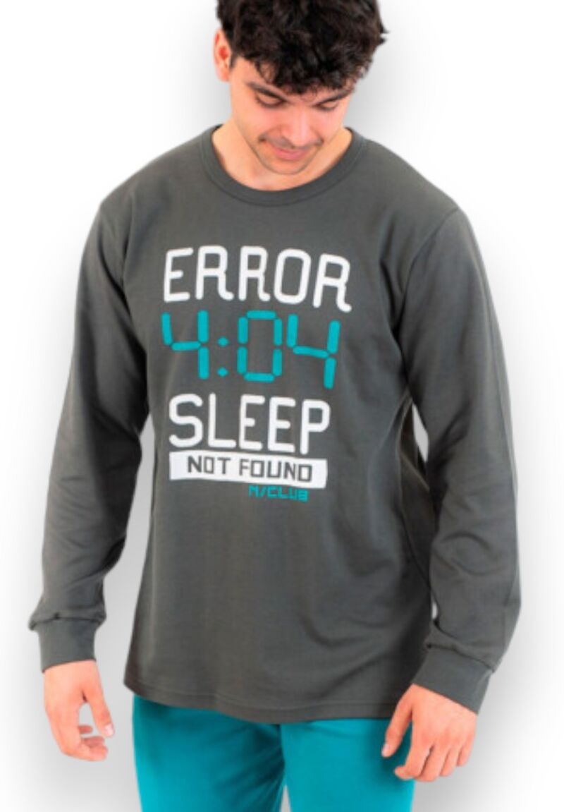 Πιτζάμα ανδρική βαμβακερή Nina Club Error Anthracite