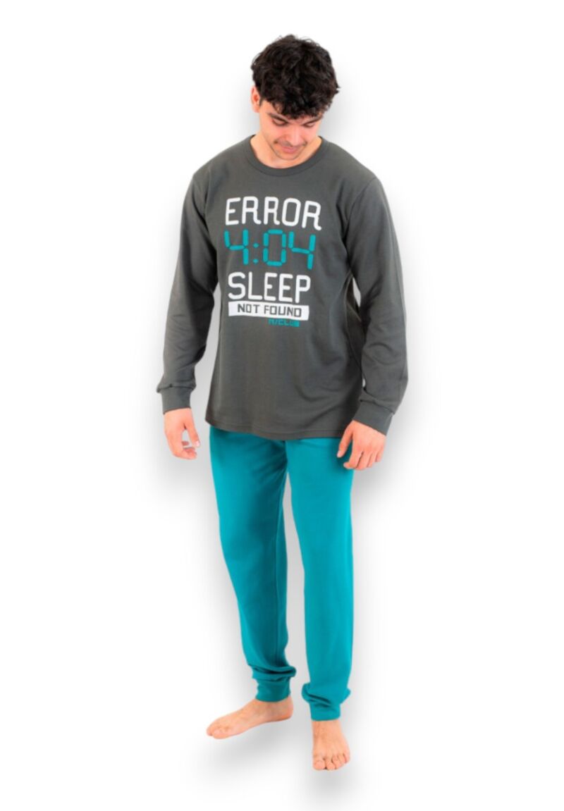 Πιτζάμα ανδρική βαμβακερή Nina Club Error Anthracite