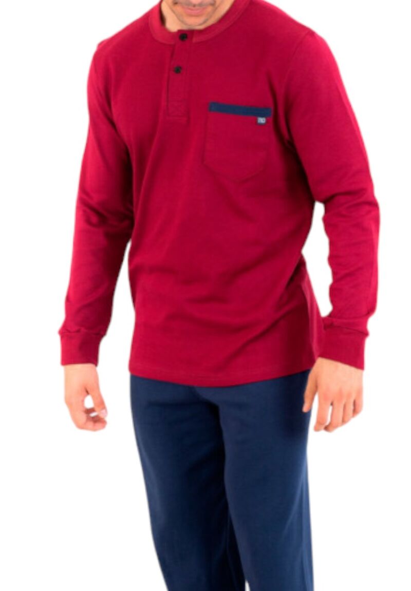 Πιτζάμα ανδρική βαμβακερή Nina Club Basic Dark Red