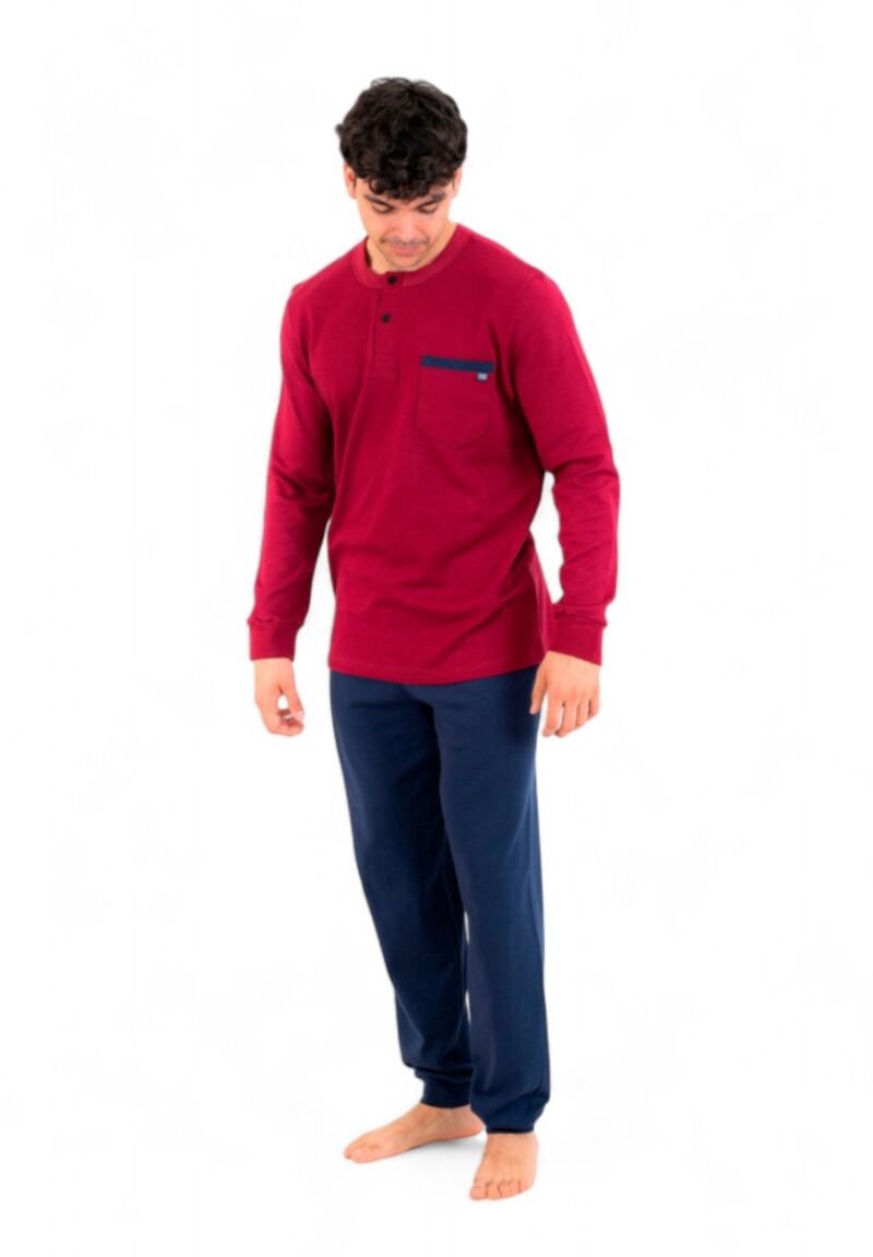 Πιτζάμα ανδρική βαμβακερή Nina Club Basic Dark Red