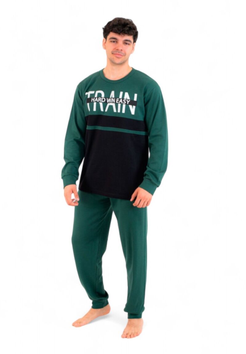 Πιτζάμα ανδρική βαμβακερή Nina Club Train Green