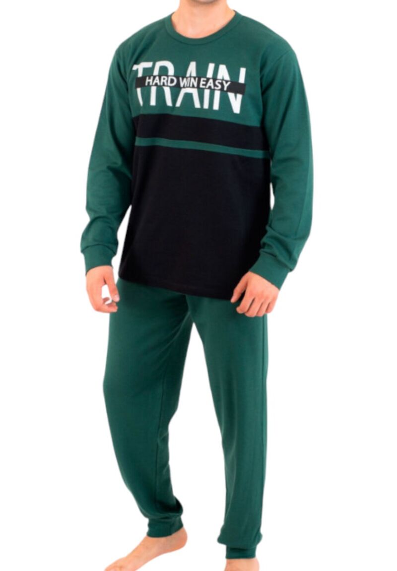 Πιτζάμα ανδρική βαμβακερή Nina Club Train Green