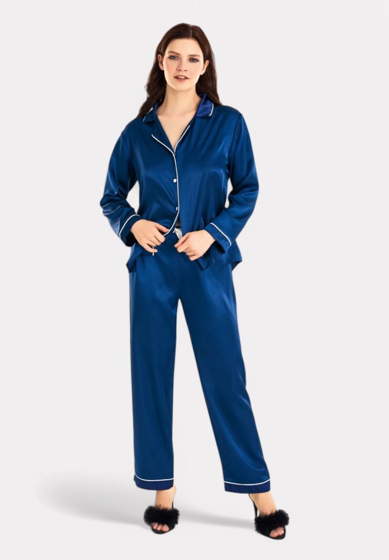 Πιτζάμα γυναικεία Satin Moongirl Elegant Blue