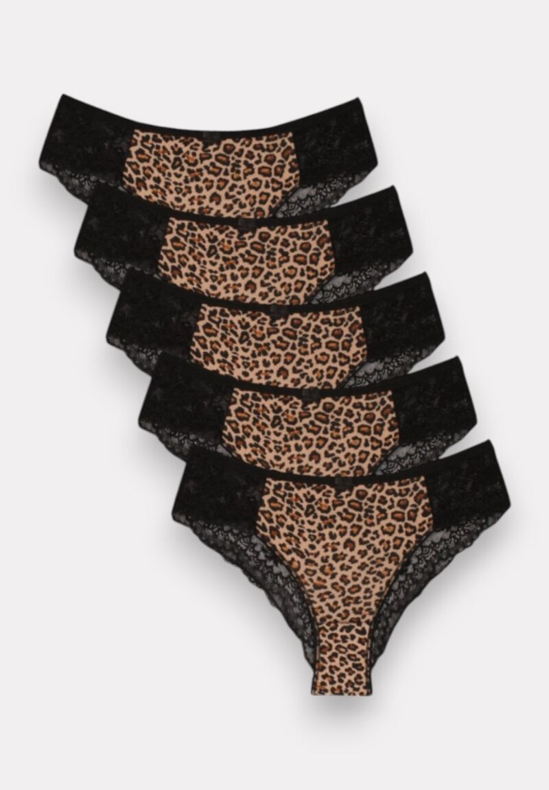 Brazil ψηλόμεσο με δαντέλα Ruth Leopard 5 Τεμ.